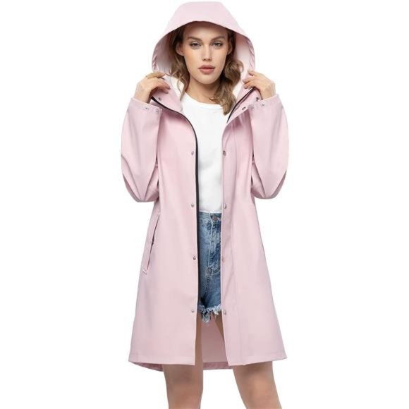 Raincoat Waterproof Jacket Lightweight Trench Coat For Women